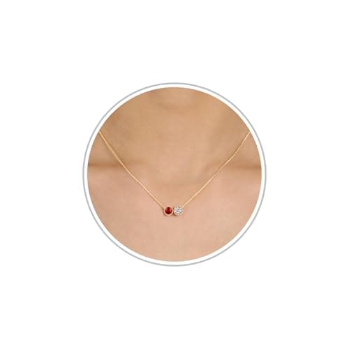 Sistble April Birthday Gifts for Women January Birthstone Necklace Birthday Gifts for Sister 14K Gold Necklaces for Women Dainty Birthstone Crystal Garnet Jewelry