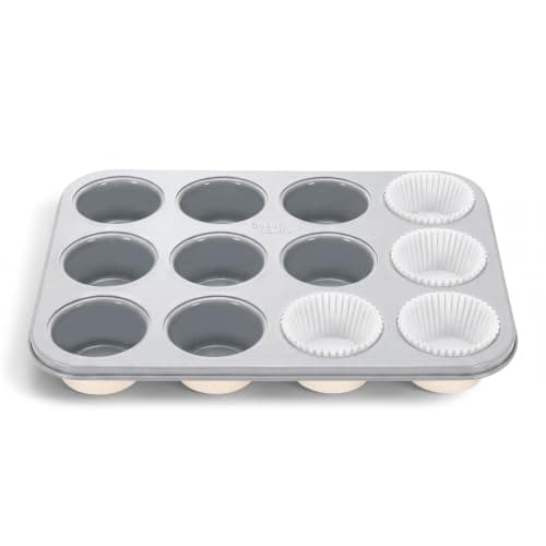 Bake Choice Muffin Pan for Baking, Standard Cupcake Pan, Cream Gray