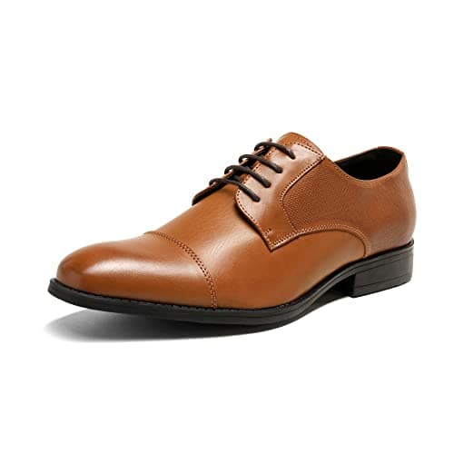 Bruno Marc Men's Dress Shoes, Classic Vegan Leather Oxford, Easy-to-Clean Smooth Upper, Shock-Absorbent Foam Insole, Flexible Rubber Outsole, Formal Occasions, Size 8,Brown,SBOX222M