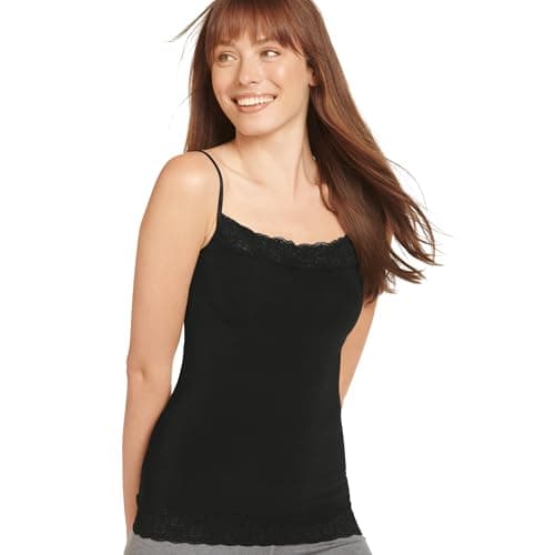 Jockey Women's Shapewear Skimmies Ultralight Smoothing Lace Cami, Black, XL