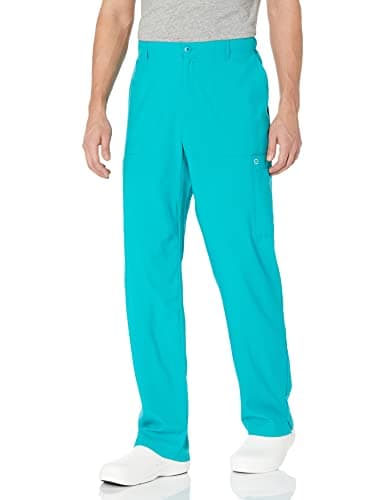 Wink W123 Men's Flat Front Cargo Scrub Pant, Teal Blue, 2XL