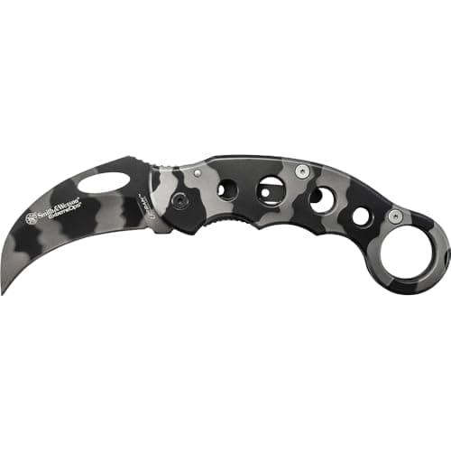 Smith & Wesson Extreme Ops CK32C 8in S.S. Karambit Folding Knife with 3in Hawkbill Blade and Stainless Steel Handle for Outdoor, Tactical, Survival and EDC