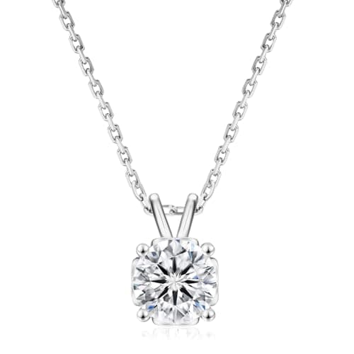 KRKC&CO Moissanite Necklace for Women,0.5CT, Brillant Silver