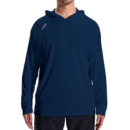 LOOGU Sun Hoodie UPF 50+ Shirts Long Sleeve Rash Guard Sun Shirts for Men Fishing Hiking Surfing Swimming Navy