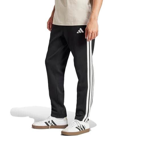 adidas Mens Essentials 3-Stripes Fleece Sportswear Pants, Black/White, Small