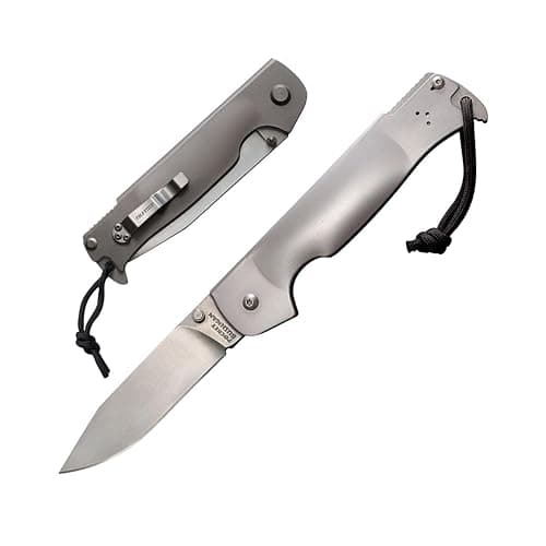 COLD STEEL Pocket Bushman 4.5" 4116SS Clip Point Blade 5.75" 420SS Handle Everyday Carry Hunting Folding Knife w/Ram Safe Lock