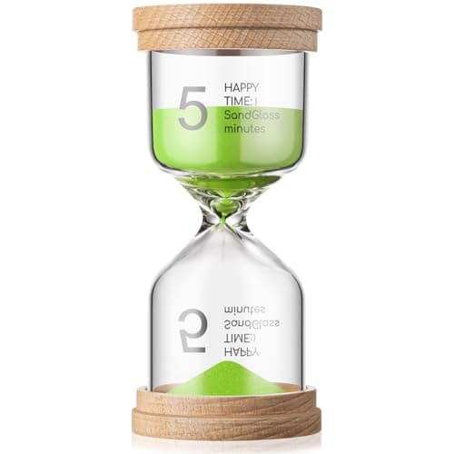 Kingdder Pack of 1 Wooden Sand Timer Operation 5 Minutes Colorful Hourglass Timer Sandglass Wood Sand Clock for Back to School Classroom Office Kitchen Cooking Home