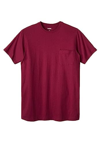 KingSize Men's Big & Tall Shrink-Less Lightweight Pocket Crewneck T-Shirt - L, Wine