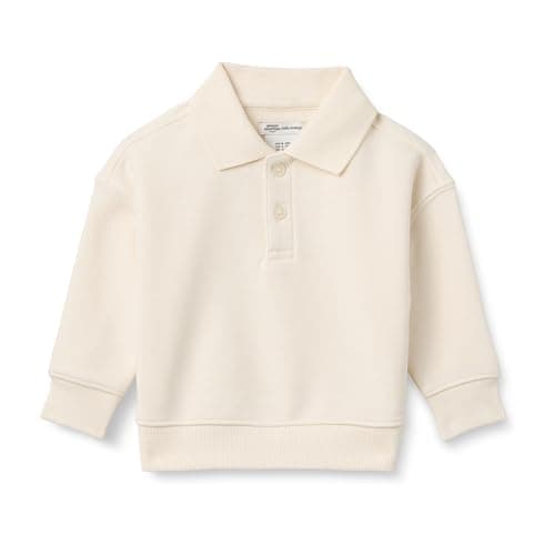 Amazon Essentials x Sofia Grainge Boys' French Terry Polo Sweatshirt, Ivory, Medium