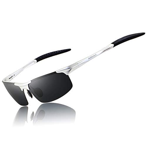 ANDOILT Mens Sports Polarized Sunglasses UV Protection Sunglasses for Men Fishing Driving Silver Frame Gray Lens