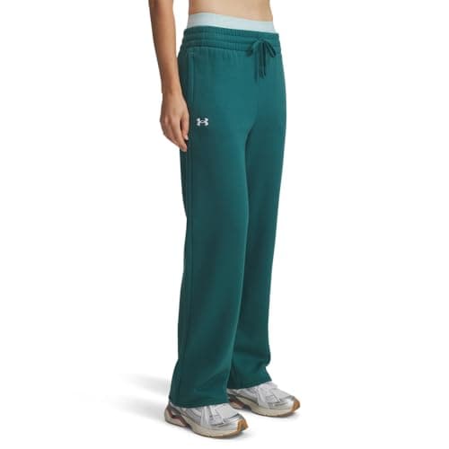 Under Armour Women's Rival Fleece Straight Leg Pants, (338) Rack Green / / White, Large