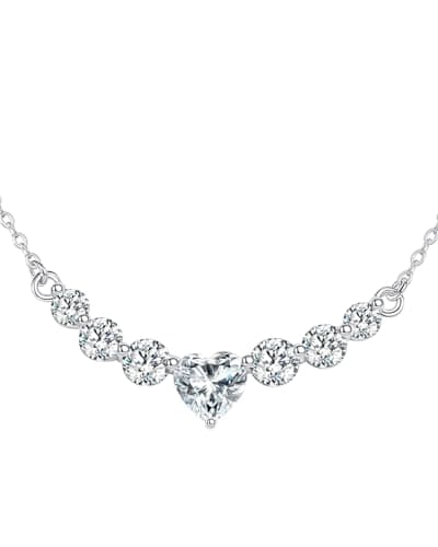 Ahvrra Moissanite Heart Necklace for Women, Birthday Gifts for Women, Wife, Mom, Her, Anniversary Christmas Valentine's Day Jewelry Gift S925 Sterling Silver Necklace