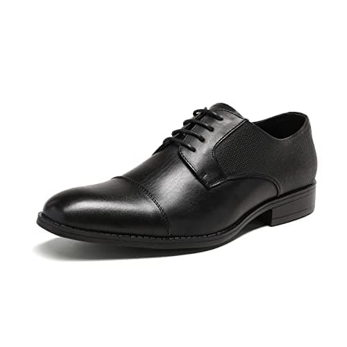 Bruno Marc Men's Dress Shoes, Classic Vegan Leather Oxford, Easy-to-Clean Smooth Upper, Shock-Absorbent Foam Insole, Flexible Rubber Outsole, Formal Occasions, Size 7.5,Black,SBOX222M