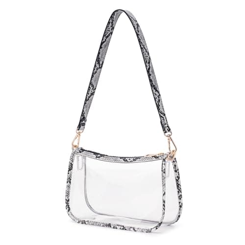 Leanoria Clear Tote Bag Stadium Approved Clear Purse PVC Handbag Retro Classic Transparent Bag for Concert (Snake Pattern)