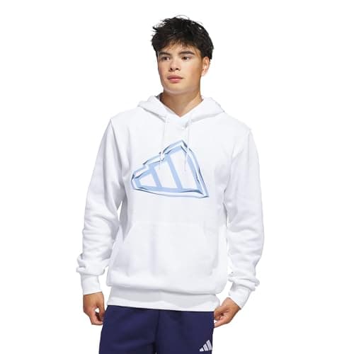 adidas Men's Big Logo Graphic Hoodie, White/Blue, Large/Tall