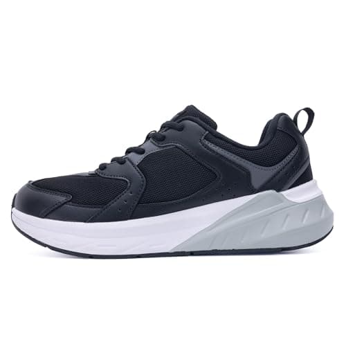 NRNHI Wide Walking Shoes for Men Arch Support Sneakers Wide Toe Box Tennis Casual Orthotic Shoes for Plantar Fasciitis Flat Feet Pain Relief Black Size 11