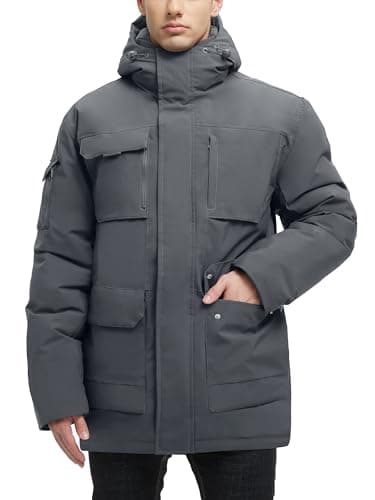 VOPOKER Mens Winter Coats Waterproof Padded Jacket with Hood Windbreaker