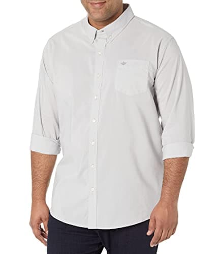 Dockers Men's Classic Fit Long Sleeve Signature Comfort Flex Shirt (Standard and Big & Tall), Foil Grey, XX-Large