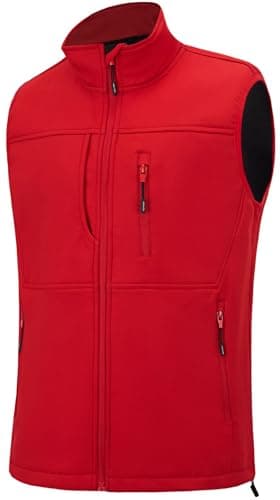 XinYangNi Men's Lightweight Softshell Golf Running Vest Outerwear Zip Up Fleece Lined Windproof Sleeveless Jacket for Hiking Red 2X-Large