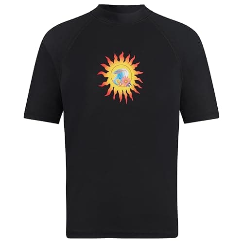 Kanu Surf Girls, Karlie Rash Guard UPF 50+ Sun Protection Short Sleeve Swim Shirt, Annie Black, 14-16