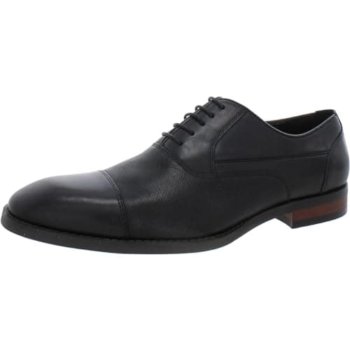 Steve Madden Men's Proctr Leather Lace-Up Cap-Toe Dress Oxford, Black Leather, 7 M