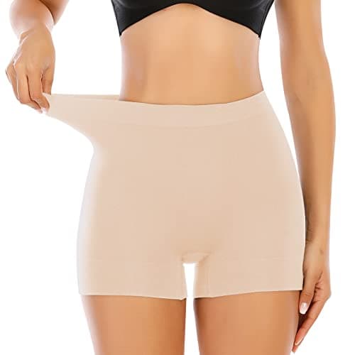 Womens Seamless Shaping Boyshorts Panties Tummy Control Underwear Slimming Shapewear Slip Shorts(#A2 Beige(basic),Medium)