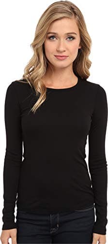 Splendid Women's 1x1 Crew Neck Tee, Black, XXL