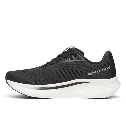 Saucony Men's Ride 18 Sneaker, Black/White, 12