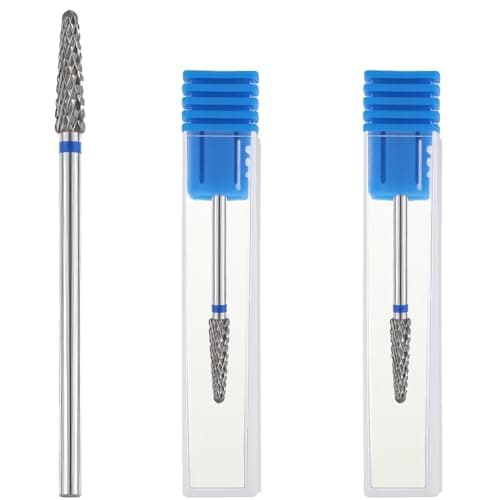 2 Pack Carbide Nail Drill Bits Cuticle Bit Gel Remover Drill Bit 3/32" Small Cone Clean Medium Grit Electric Nail Bits Professional Manicure Tool for Home Salon Use