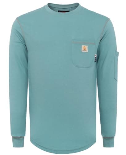 BOCOMAL FR Shirts for Men Lightweight Crew Flame Resistant Long Sleeve CAT2