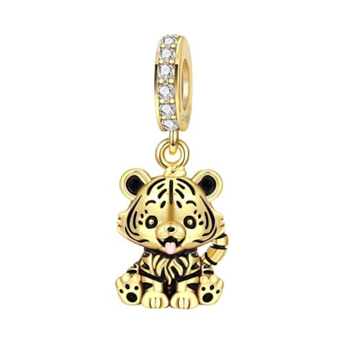 BEVALY Tiger Charm for Bracelet 925 Silver Bead Fit for Pandora Bracelet Gifts For Women