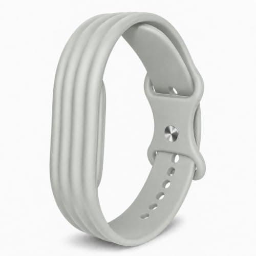 Silicone Band Compatible with Google Fitbit Air, Soft Adjustable Replacement Strap for Screenless Fitness Tracker, Sweat Resistant Lightweight Loop Wristband for Women Men, Grey