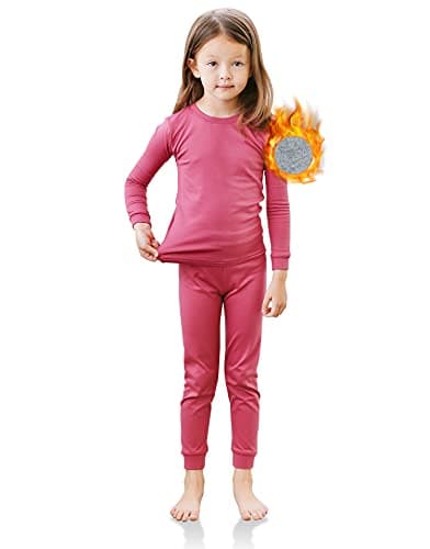 TINFL by Vaenait Girls Thermal Underwear Soft Long John Set Heatwarm Plum Pink 2XL