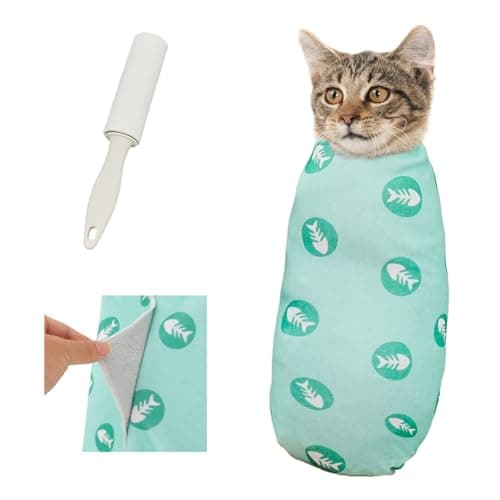 Supet Cat Grooming Wrap for Nail Trimming, Self-Adherent Calm Cat Swaddle
