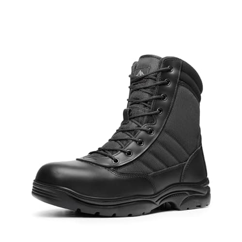 NORTIV 8 Steel Toe Boots for Men Safety Industrial & Construction Military Work Boots Slip Resistant ASTM F2413-18, TROOPER-STL,Size 7.5W,Black,TROOPER-STEEL