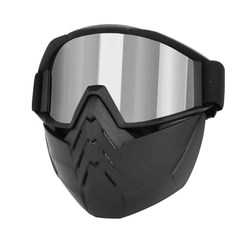 Flantor Motorcycle Goggles with Removable Face Mask Full Face, Waterproof & Windproof Riding Glasses for Dirt Bike Motocross (Silver Lenses)
