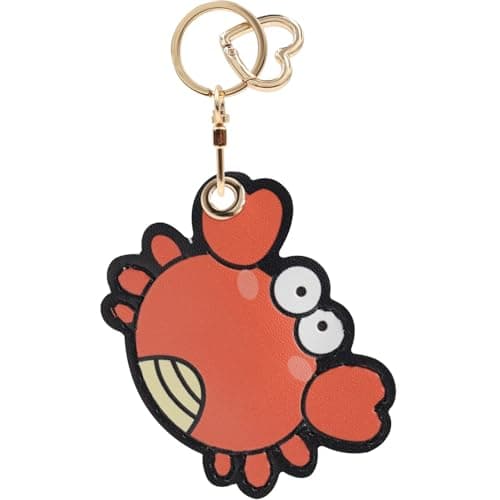 MC Fashion Cute Sea Creature Keychain Holder for AirTag, PU Leather (Crab)