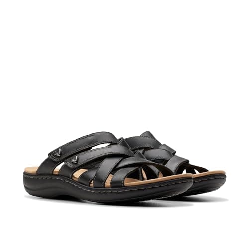 Clarks Collection Women's Laurieann Bali Slide Sandal, Black Leather, 9 Wide US