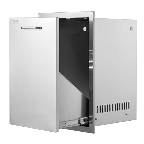 VEVOR Outdoor Kitchen Trash Drawer 16"W x 24.4"H x 16"D Inch, Outdoor Kitchen Propane Tank Drawer, Stainless Steel Pull Out Trash Drawer, with Handle for BBQ Island Trash Bin, Trash Can Pull Out