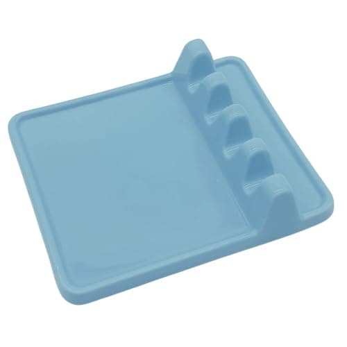 Ceramic Spoon Rest & Kitchen Utensil Rest, Heat-Resistant Drip Pad for Countertop – Holds Spoons, Ladles, Tongs & More, Stove Top Spoon Holder(Light blue)