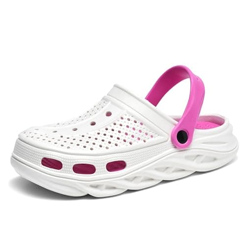 clootess Arch Support Garden Clogs Orthopedic Shoes for Women and Men Sandals Pillow Recovery Fasciitis Feet Insoles White&Pink-40.41
