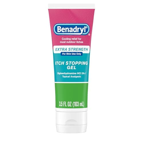 Benadryl Extra Strength Anti Itch Relief Gel, 2% Diphenhydramine HCl, Relief from Insect Bites, Sunburn & More, Great for Camping Essentials, 3.5 fl oz