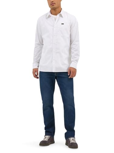 Lee Men's X Move Long Sleeve All-Purpose 1 Pocket Shirt, Bright White, Large