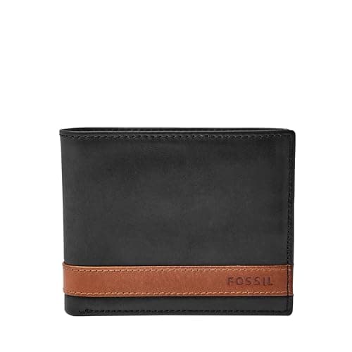Fossil Men's Quinn Leather Bifold with Flip ID Wallet, Men's Leather Wallet, Black