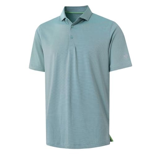 MAELREG Golf Polo Shirts for Men Pencil Pin Stripe Lightweight Breathable Moisture Wicking Dry Fit Casual Mens Polo