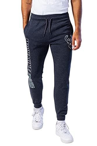 Ultra Game NBA Milwaukee Bucks Mens Jogger Pants Active Overtime Fleece Sweatpants, Heather Charcoal18, XX-Large