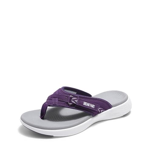 DREAM PAIRS Women's Arch Support Flip Flops Comfortable Thong Sandals,Size 5.5,Purple,Breeze-1