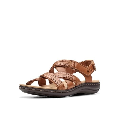 Clarks Collection Women's Laurieann Rena Flat Sandal, Tan Combi, 8 Wide US