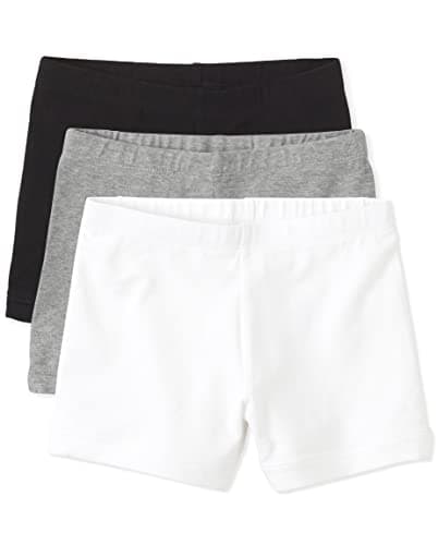 The Children's Place Girls' Basic Cartwheel Short, Black/White/Heather Gray 3 Pack, Medium