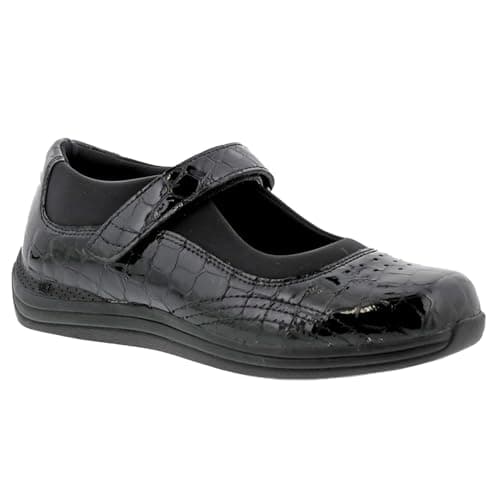 Drew Women's Rose Cushioned Mary Jane Adjustable Strap Extra Wide Double Wide Shoes - Deep Toe Box & Removable Insoles Black 7.5 WW US